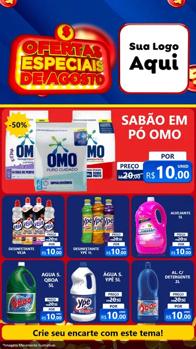 Modelo de Rede Social para Stories com o tema Ofertas Especiais de Agosto para Produtos de Limpeza