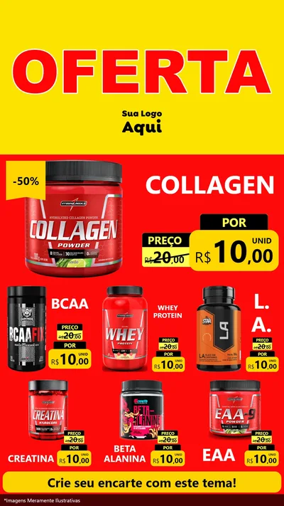Modelo de Rede Social para Stories com o tema OFERTA - Vermelho Cartaz para Suplementos alimentares