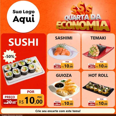 Modelo de Rede Social para Feed Facebook com o tema Quarta da Economia para Comida japonesa