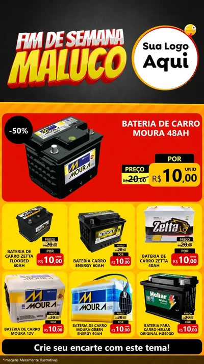 Modelo de Rede Social para Stories com o tema Final de Semana Maluco para Baterias Elétricas