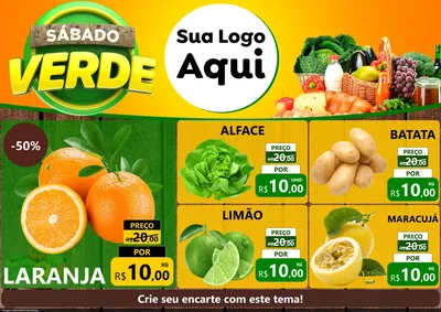 Modelo de Encarte para Encarte A4 Horizontal com o tema Sábado Verde para Hortifrúti