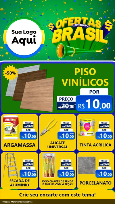Modelo de Rede Social para Stories com o tema Ofertas Semana do Brasil para Material para Construção