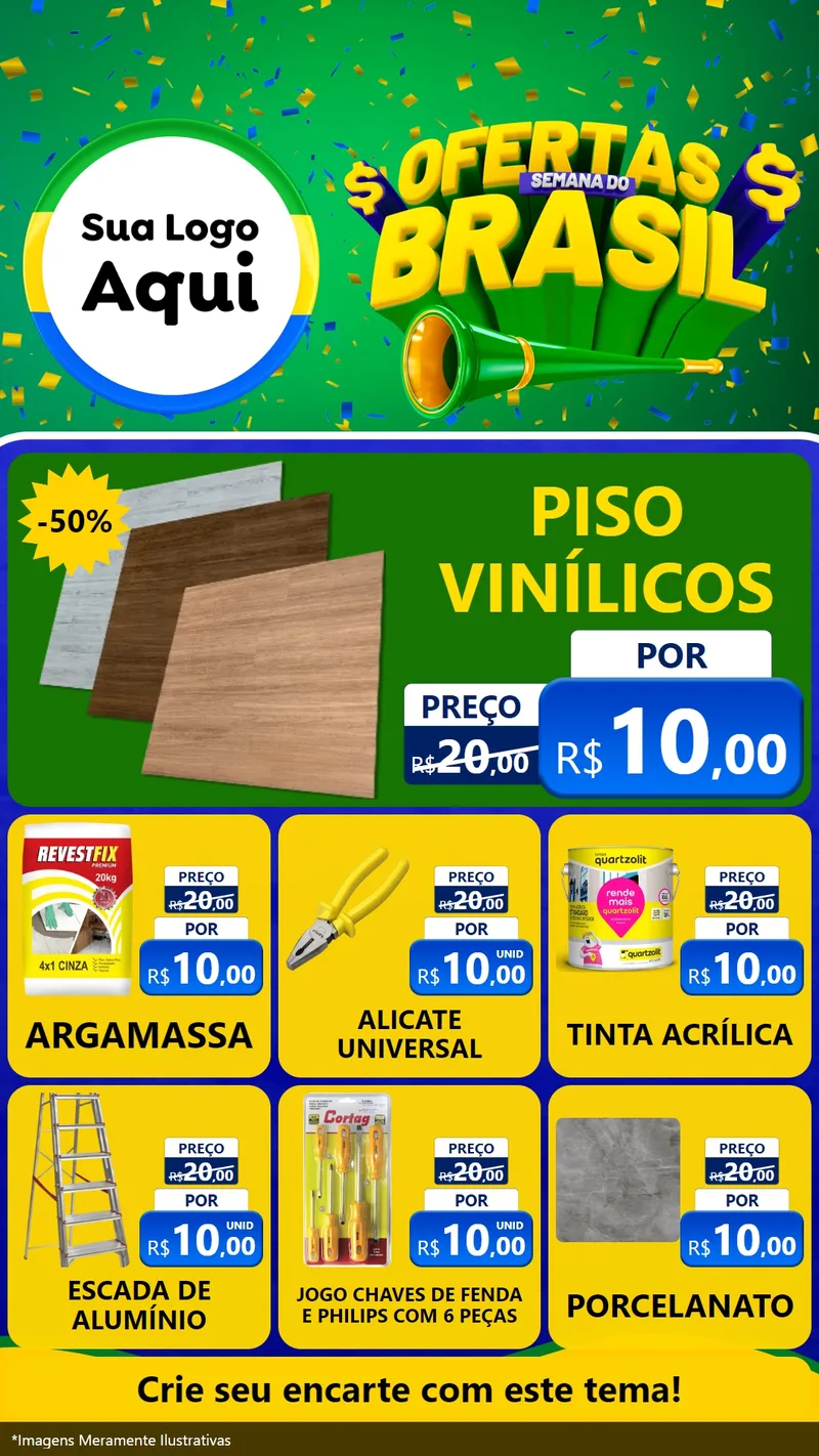 Modelo de Rede Social para Stories com o tema Ofertas Semana do Brasil para Material para Construção