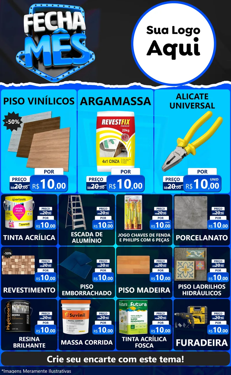 Modelo de Encarte para Encarte Grande com o tema Fecha Mês para Material para Construção