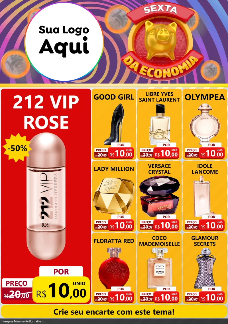 Modelo de Encarte para Encarte A4 Vertical com o tema Sexta da Economia para Perfumes