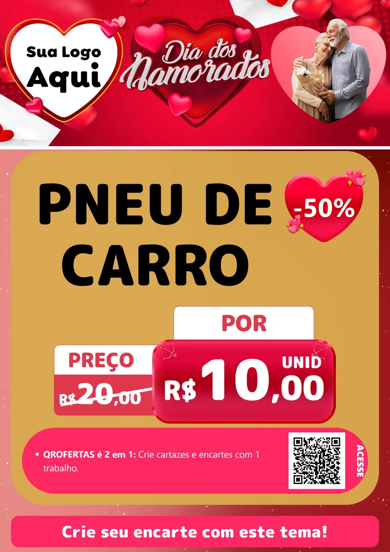 Modelo de Cartaz para Cartaz A4 Vertical com o tema Dia Dos Namorados para Auto peças