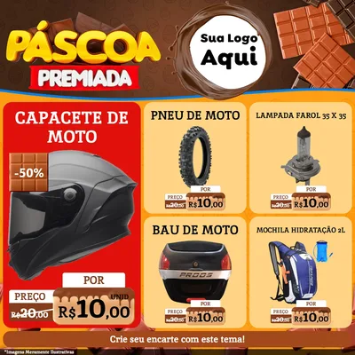 Modelo de Rede Social para Feed Facebook com o tema Páscoa Premiada para Moto peças