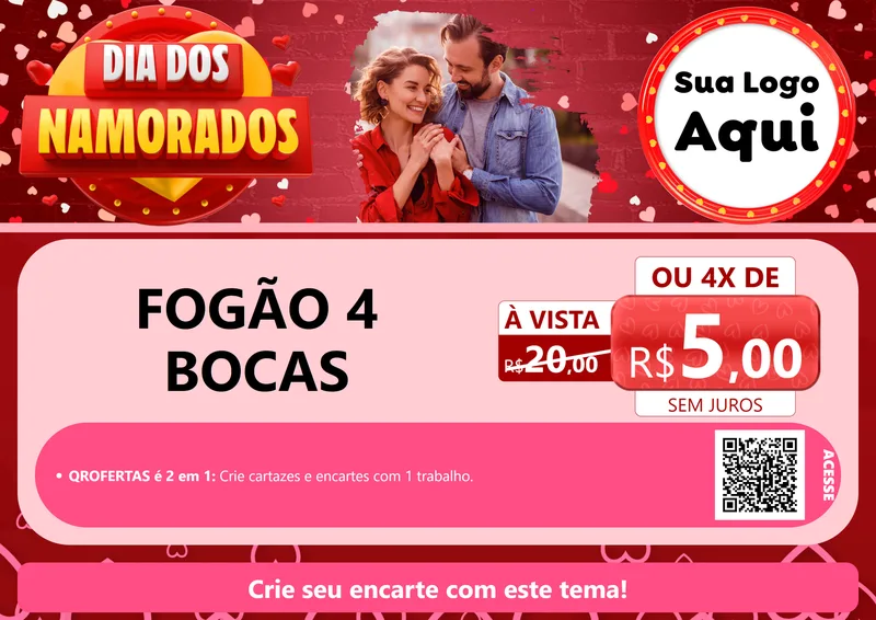 Modelo de Cartaz para Cartaz A4 Horizontal com o tema Dia Dos Namorados para Móveis e Eletro
