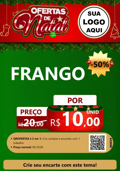Modelo de Cartaz para Cartaz A4 Vertical com o tema Ofertas de Natal para Assados