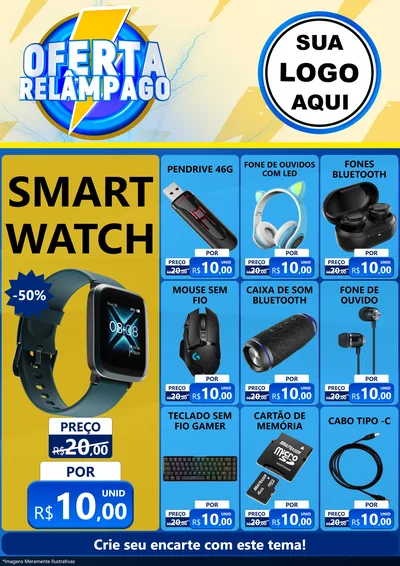 Modelo de Encarte para Encarte A4 Vertical com o tema Oferta Relâmpago para Informática