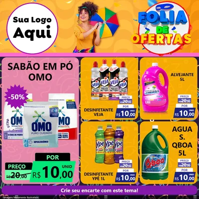 Modelo de Rede Social para Feed Facebook com o tema Folia de Ofertas para Produtos de Limpeza