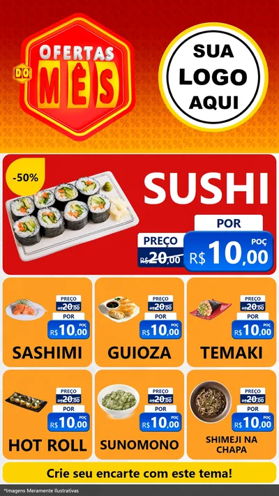 Modelo de Rede Social para Stories com o tema Ofertas do Mês para Comida japonesa