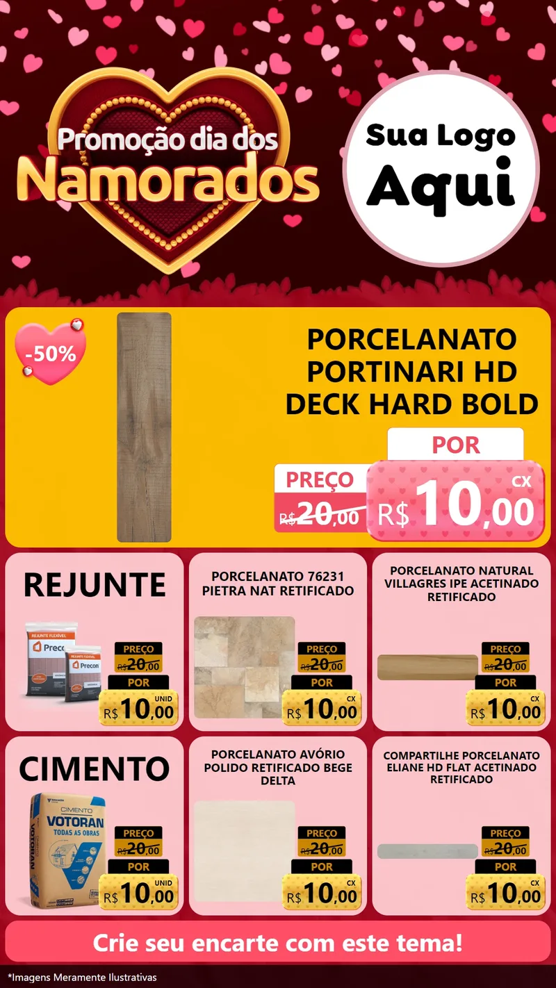 Modelo de Rede Social para Stories com o tema Promoção Dia Dos Namorados para Pisos e revestimentos