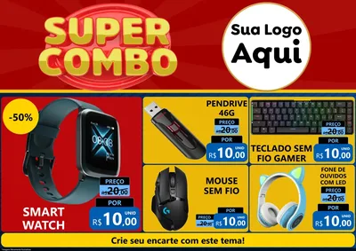 Modelo de Encarte para Encarte A4 Horizontal com o tema Super Combo para Informática