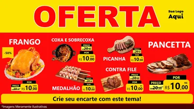 Modelo de TV para TV Horizontal com o tema OFERTA - Vermelho Cartaz para Assados