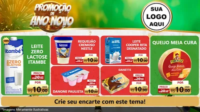 Modelo de TV para TV Horizontal com o tema Promoção de Ano Novo para Frios e Laticínios