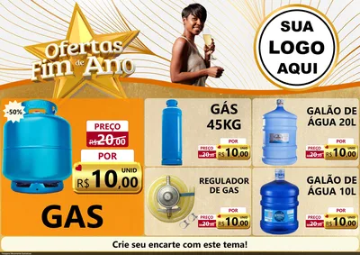Modelo de Encarte para Encarte A4 Horizontal com o tema Ofertas Fim de Ano para Água e gás