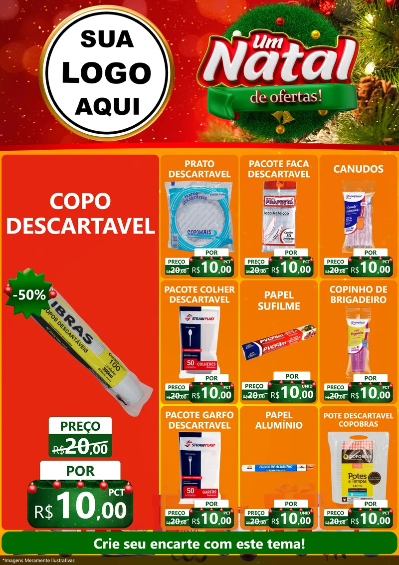 Modelo de Encarte para Encarte A4 Vertical com o tema Um Natal de Ofertas para Embalagens