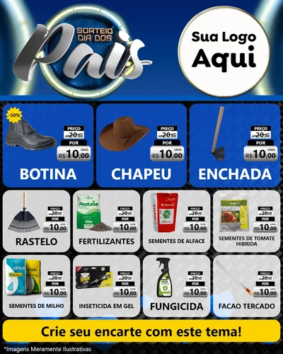 Modelo de Rede Social para Feed Instagram com o tema Sorteio Dia Dos Pais para Agropecuária