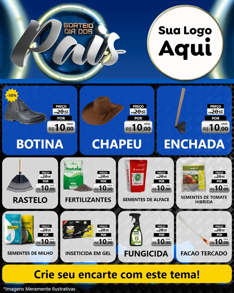 Modelo de Rede Social para Feed Instagram com o tema Sorteio Dia Dos Pais para Agropecuária