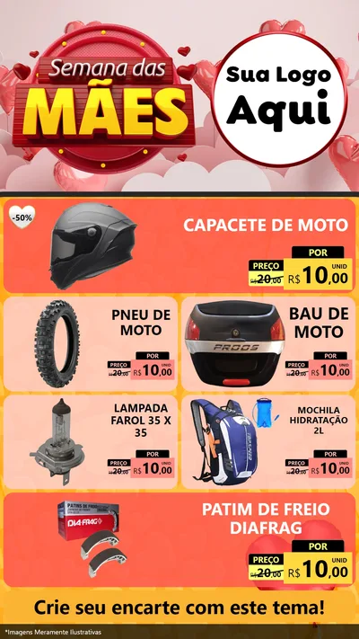 Modelo de TV para TV Vertical com o tema Semana das Mães para Moto peças
