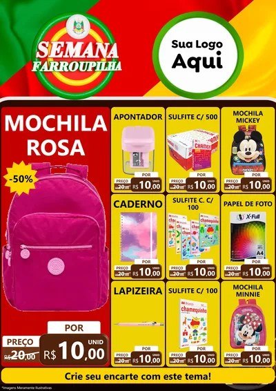 Modelo de Encarte para Encarte A4 Vertical com o tema Semana Farroupilha para Papelaria
