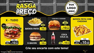Modelo de TV para TV Horizontal com o tema Fim de Semana Rasga Preço para Hamburgueria