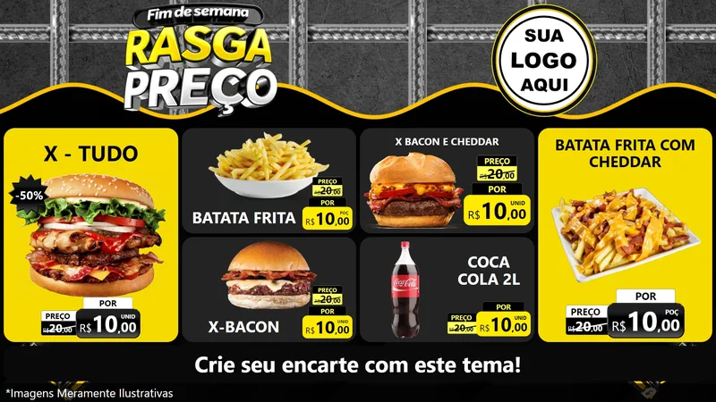 Modelo de TV para TV Horizontal com o tema Fim de Semana Rasga Preço para Hamburgueria