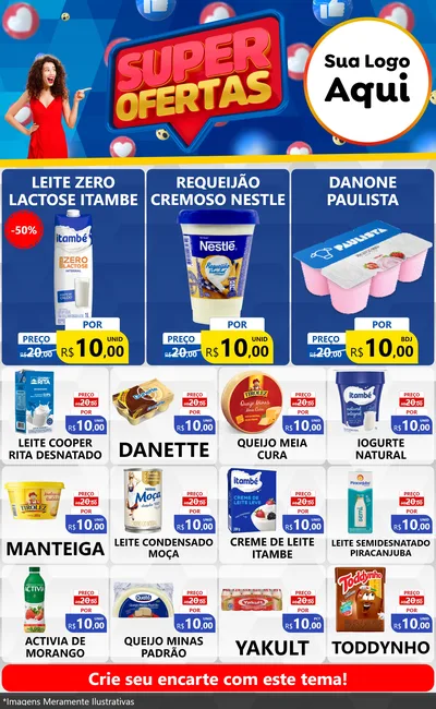 Modelo de Encarte para Encarte Grande com o tema Super Ofertas para Frios e Laticínios