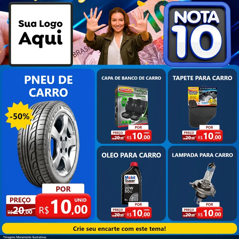 Modelo de Rede Social para Feed Facebook com o tema Nota 10 para Auto peças