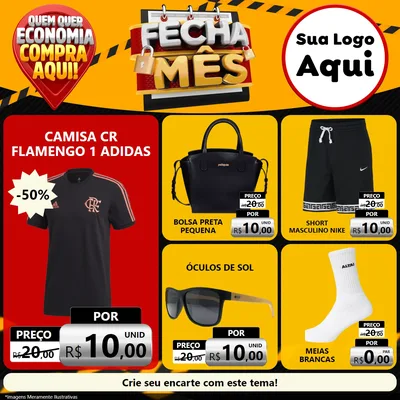 Modelo de Rede Social para Feed Facebook com o tema Fecha Mês para Roupas e acessórios