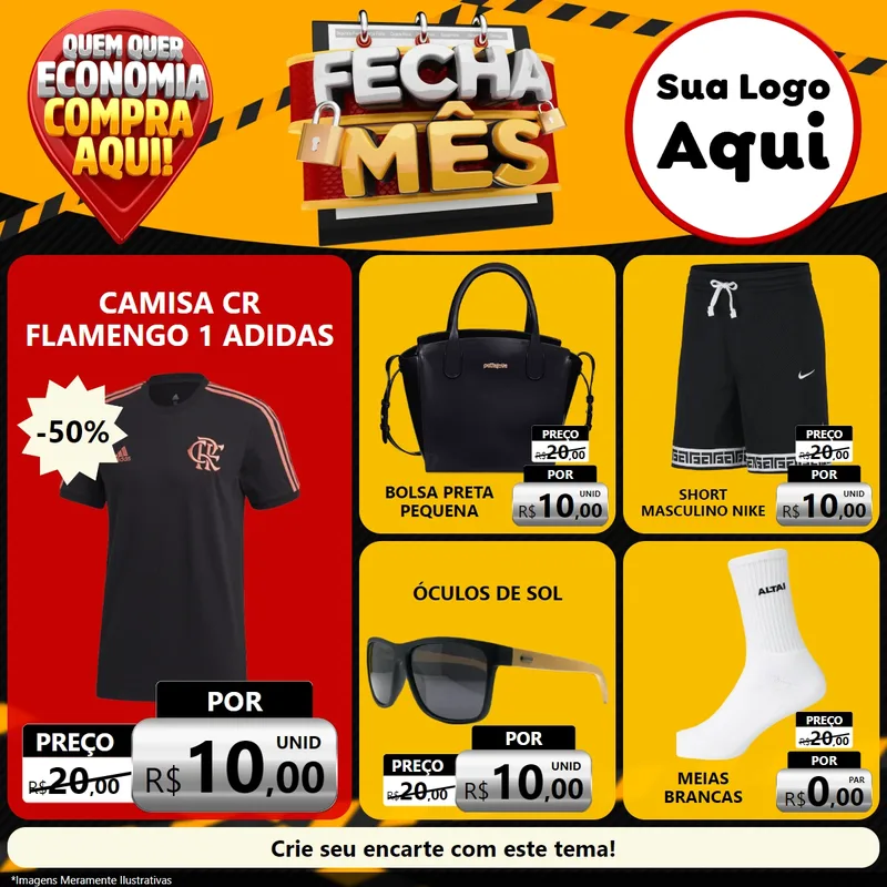 Modelo de Rede Social para Feed Facebook com o tema Fecha Mês para Roupas e acessórios
