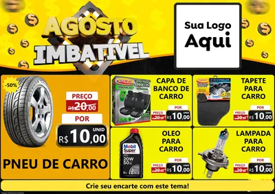 Modelo de Encarte para Encarte A4 Horizontal com o tema Agosto Imbatível para Auto peças