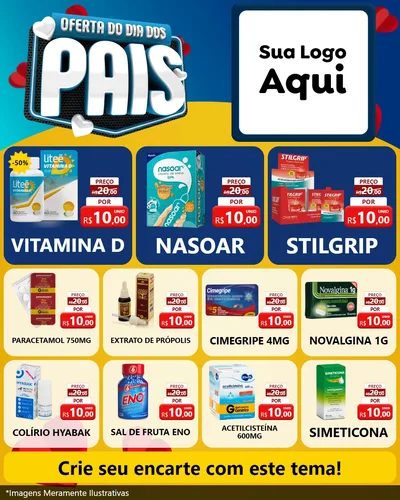 Modelo de Rede Social para Feed Instagram com o tema Oferta Do Dia Dos Pais para Farmácia