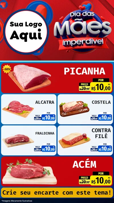 Modelo de TV para TV Vertical com o tema Dia Das Mães Imperdível para Açougue