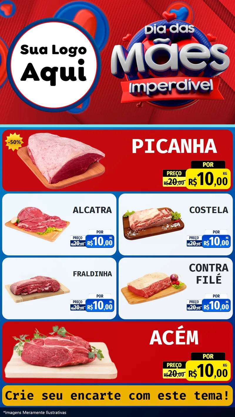 Modelo de TV para TV Vertical com o tema Dia Das Mães Imperdível para Açougue