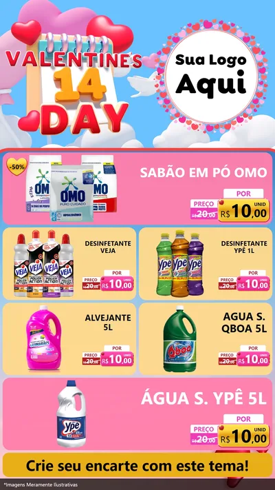 Modelo de TV para TV Vertical com o tema Valentine's Day para Produtos de Limpeza