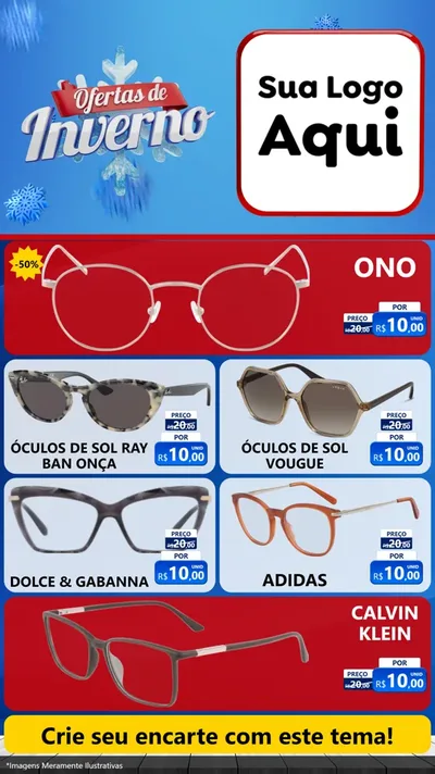 Modelo de TV para TV Vertical com o tema Ofertas de Inverno para Óticas