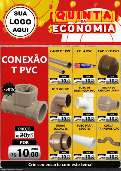 Modelo de Encarte para Encarte A4 Vertical com o tema Quinta da Economia para Tubos e conexões