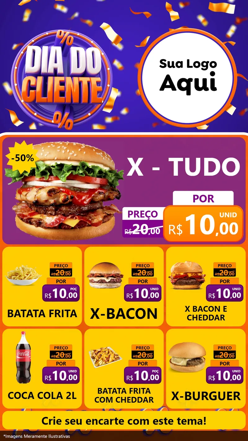 Modelo de Rede Social para Stories com o tema Dia do Cliente para Hamburgueria