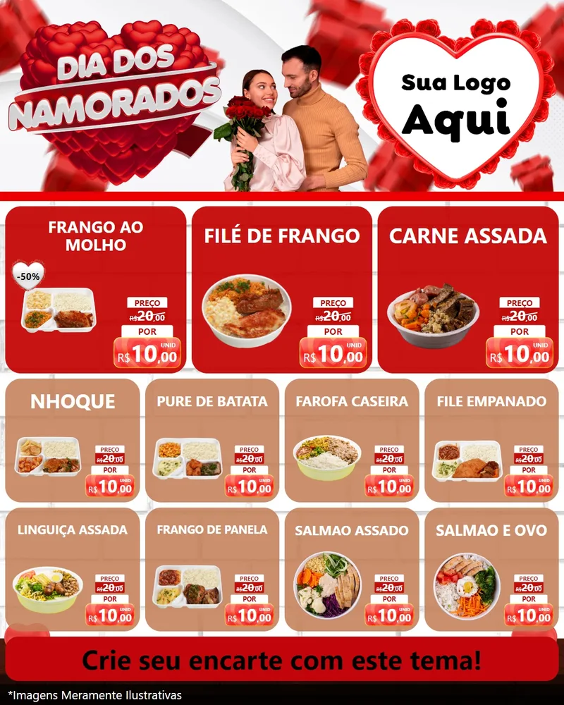 Modelo de Rede Social para Feed Instagram com o tema Dia dos Namorados para Restaurante