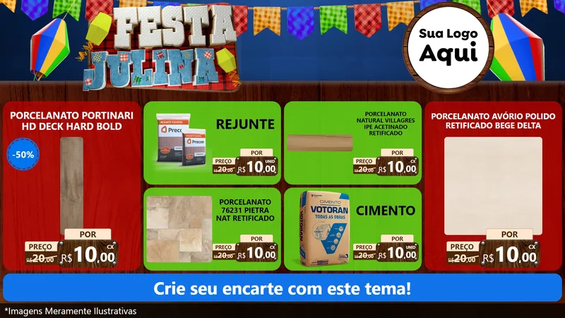 Modelo de TV para TV Horizontal com o tema Festa Julina para Pisos e revestimentos