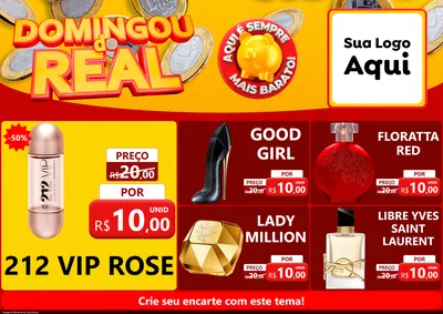 Modelo de Encarte para Encarte A4 Horizontal com o tema Domingou do Real para Perfumes