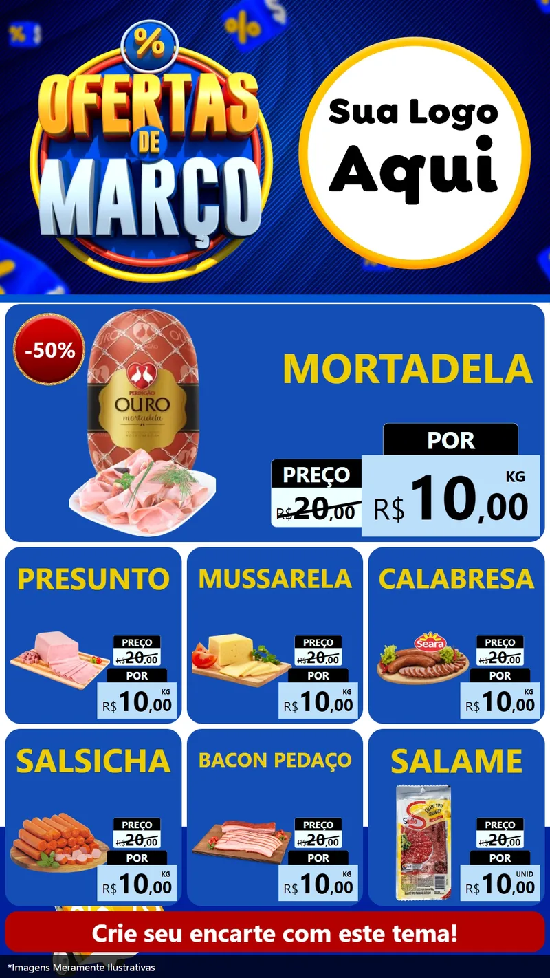 Modelo de Rede Social para Stories com o tema Ofertas de Março para Frios e Laticínios