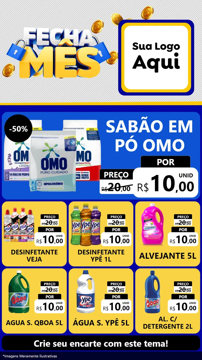 Modelo de Rede Social para Stories com o tema Fecha Mês para Produtos de Limpeza