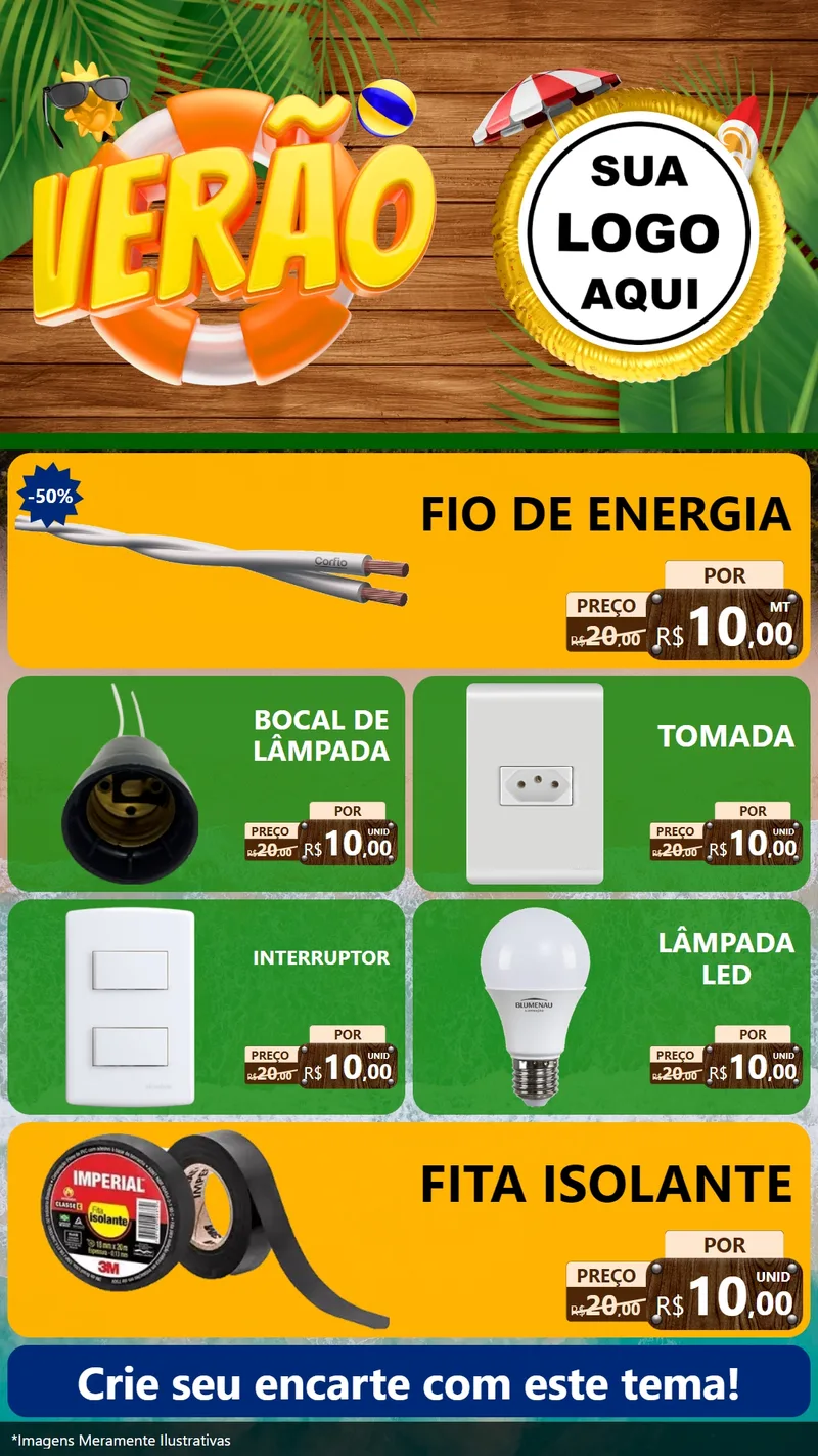 Modelo de TV para TV Vertical com o tema Verão para Materiais Elétricos