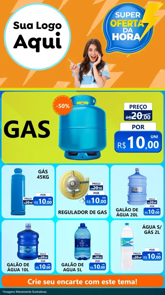 Modelo de Rede Social para Stories com o tema Super Oferta da Hora para Água e gás