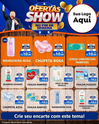 Modelo de Rede Social para Feed Instagram com o tema Ofertas Show No Fim De Semana para Bebês