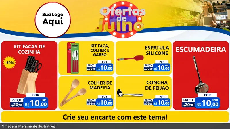 Modelo de TV para TV Horizontal com o tema Ofertas de Julho para Utilidades Domésticas