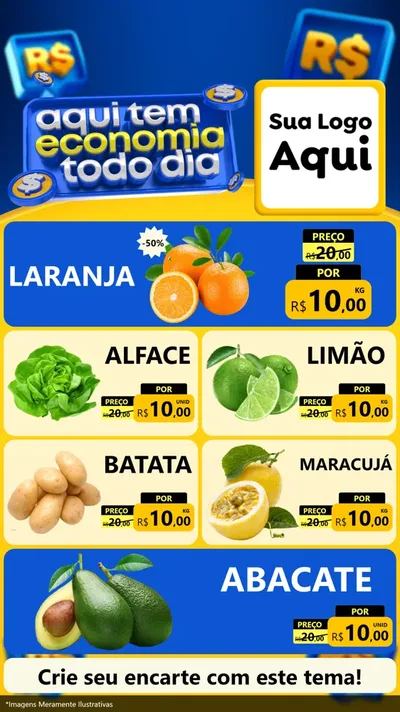 Modelo de TV para TV Vertical com o tema Aqui Tem Economia Todo Dia para Hortifrúti